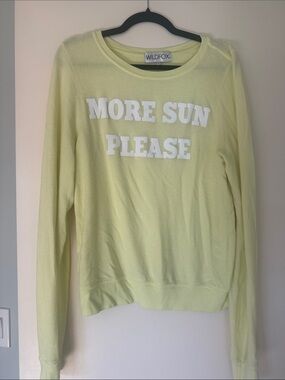 Wildfox Pale Yellow 'More Sun Please' Pullover